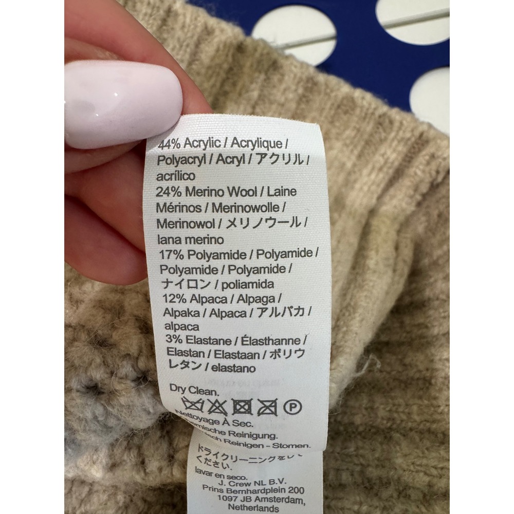 J‎ Crew Cable Knit Chunky Oversized Cardigan Sweater Women L Merino Alpaca Wool - Picture 7 of 10